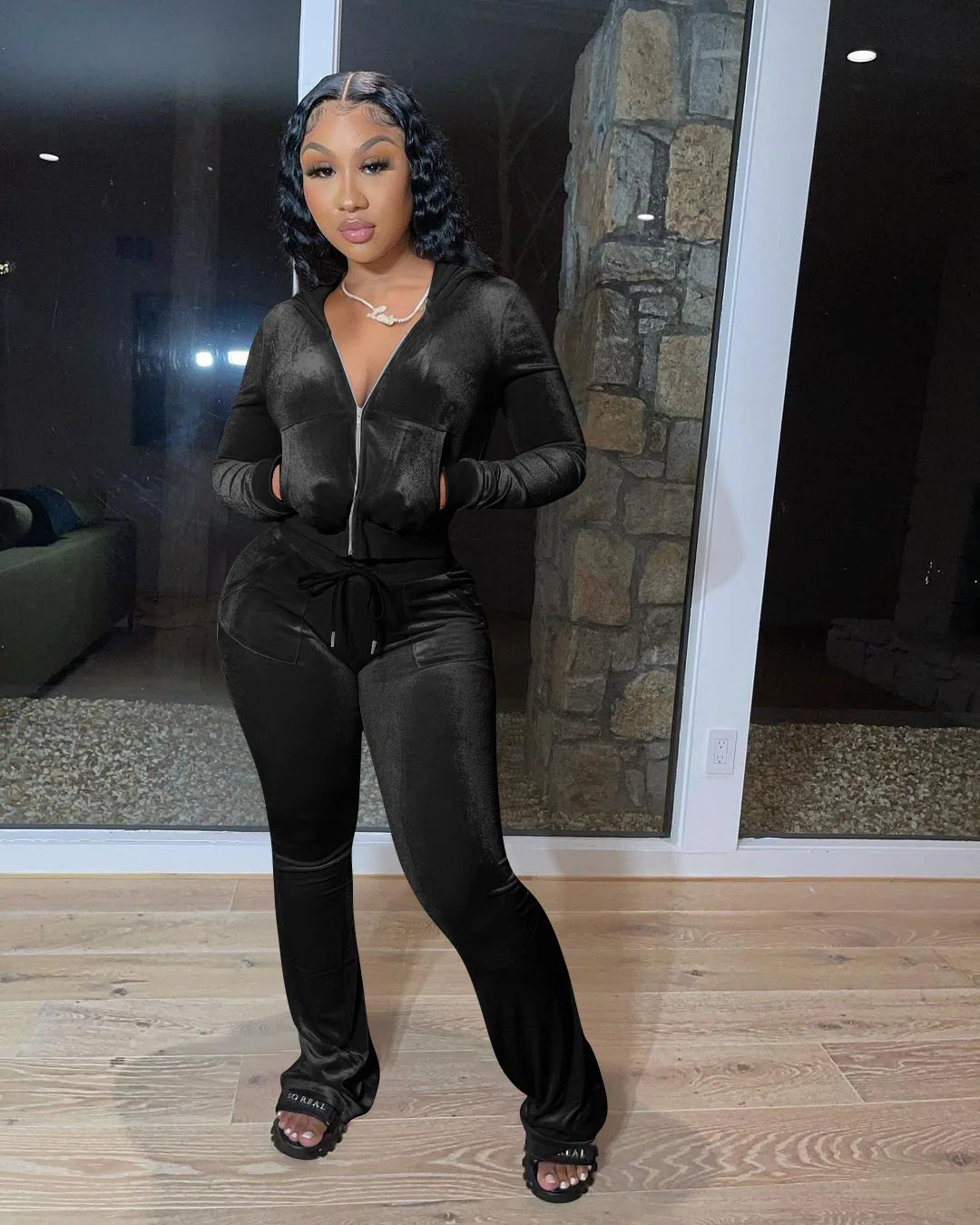 Fashion Sexy Slim 2 Piece Set For Women Casual Solid Hooded Zip Tops+High Waist Pants Sets Outfits Lady Sports Women's Clothing