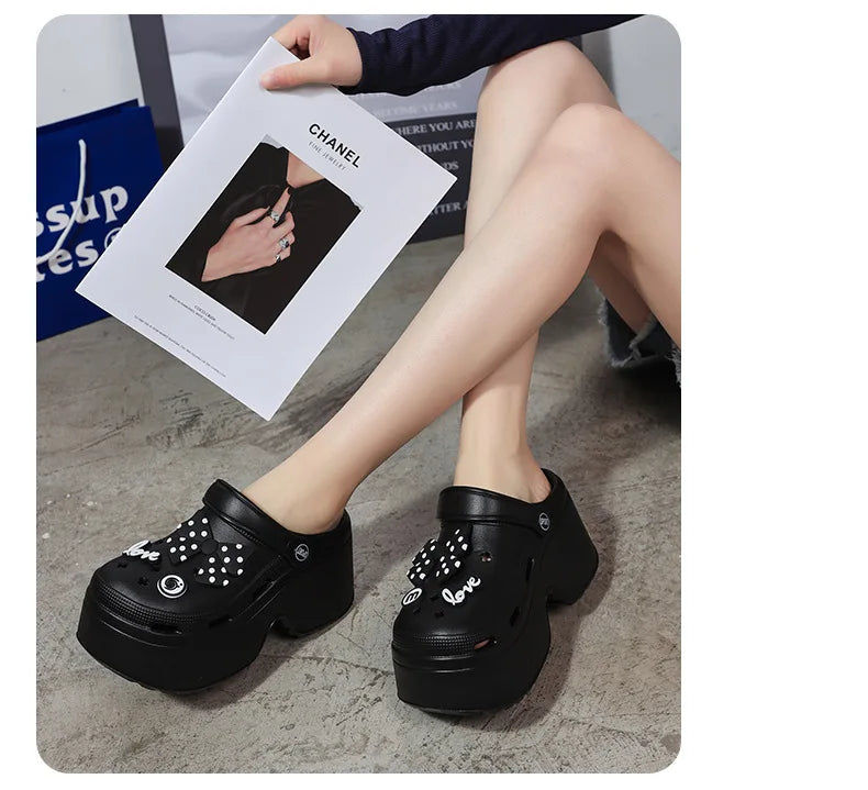 Women Chunky Platform Sandals New Summer Soft Thick Sole Diy Clogs Garden Shoes Woman Closed Toe Non-Slip Beach Slides Sandals