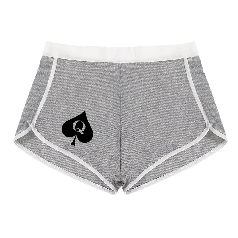 Queen of Spades Women's Sexy Boyshort Seamless Solid Color Mid-rise Women's Boxers Abdominal Lifting Hip Sports Youth Underwear