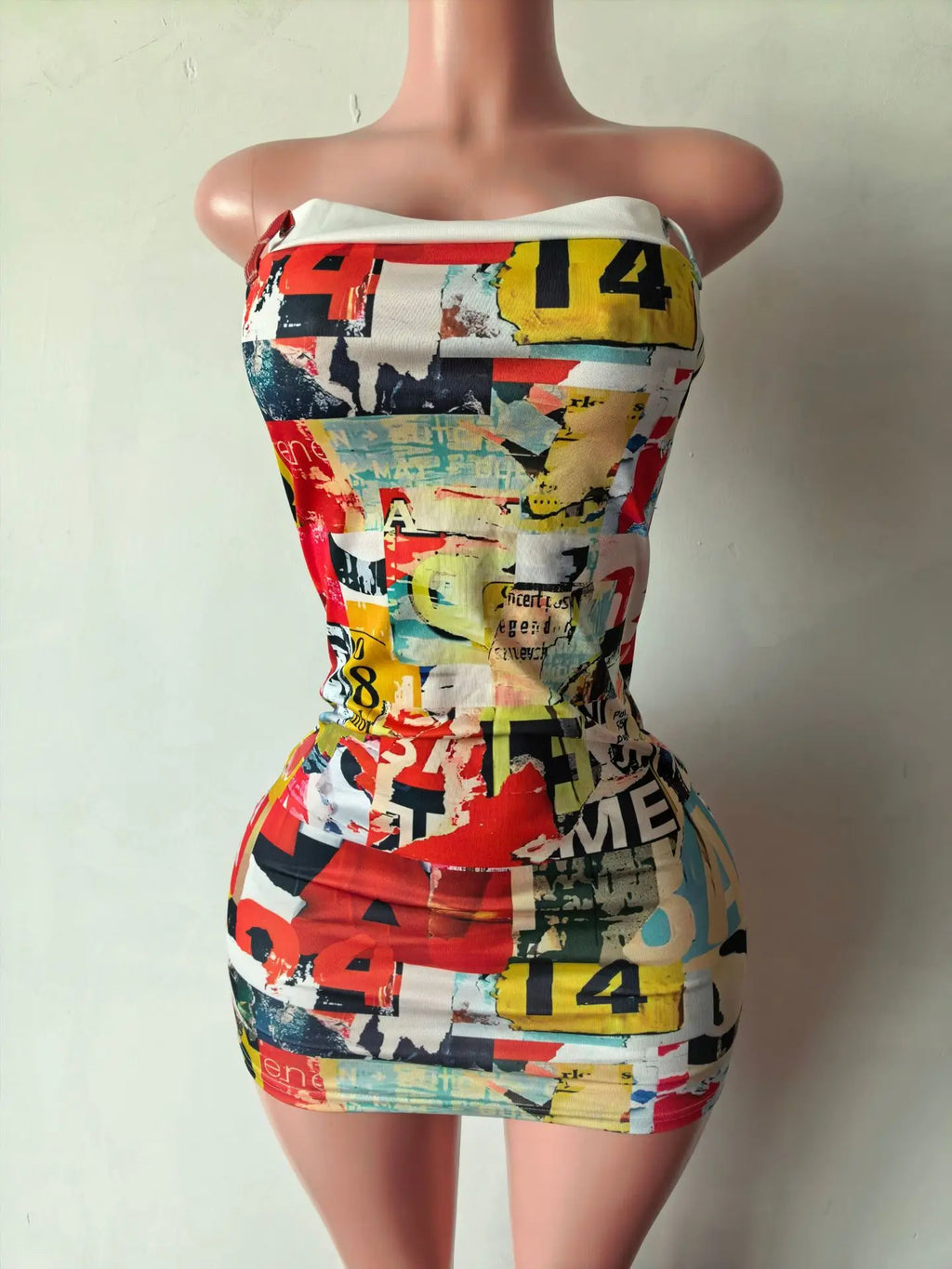 STYLISH LADY Trendy Letter Print Mini Dress 2026 Women Strapless Bodycon Casual Vacation Party Street Style Outfit
