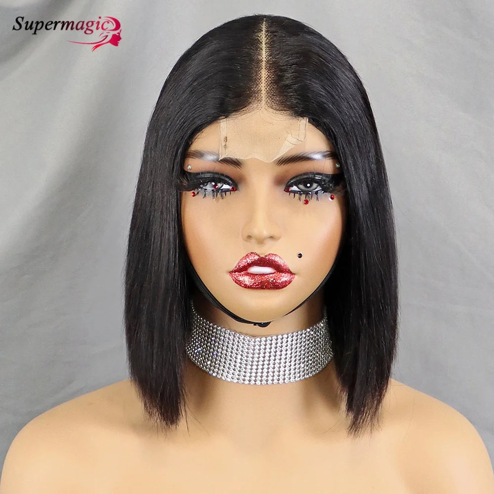 Double Drawn 2x6 HD Glueless Bone Straight Bob Wigs Raw Vietnamese Virgin Human Hair Short Chocolate Brown Bob Wigs for Women