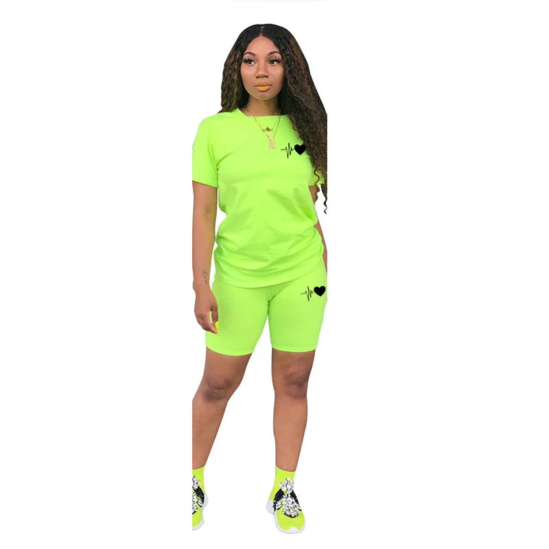 Comfort Quality Casual Woman Clothing Summer Two Piece Set Women Tracksuit T-Shirts O-Neck Shorts Daily Short Sleeve Hot Sales