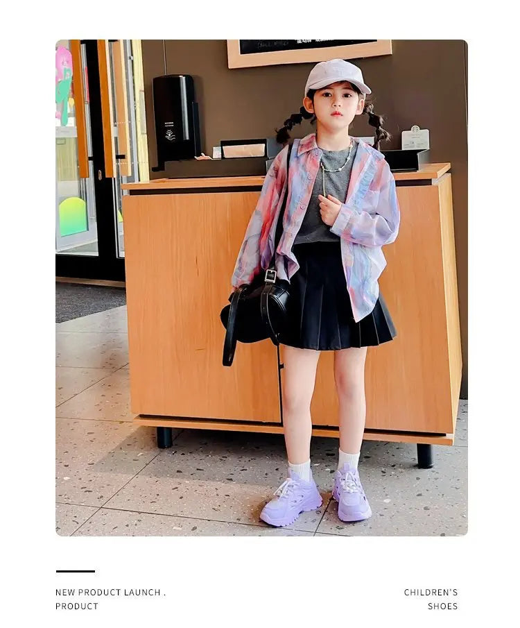 Children Mesh Casual Shoes Girls Summer White Chunky Dad Sneakers Kids Toddler Lightweight Non Slip Summer Comfort Shoes