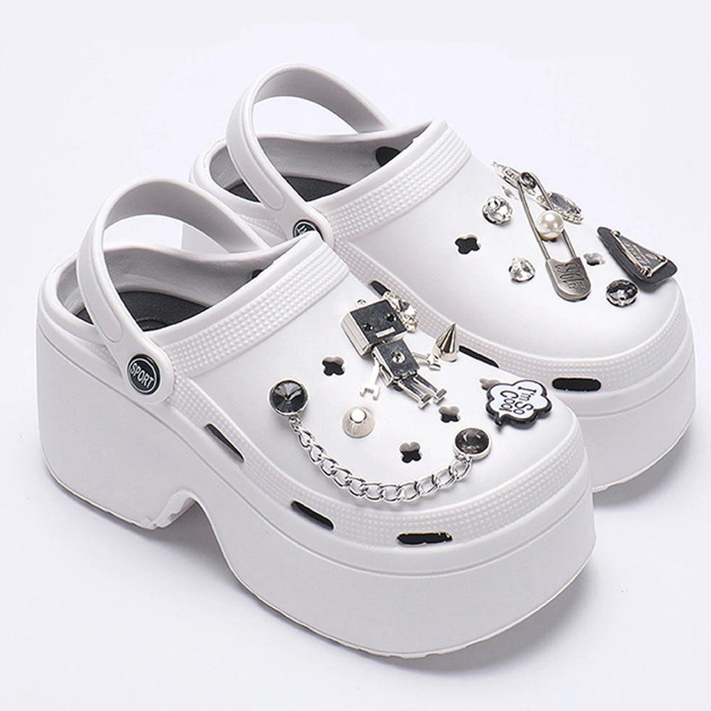 Women Chunky Platform Sandals 2024 Summer Soft Thick Sole Diy Clogs Garden Shoes Woman Closed Toe Non-Slip Beach Slides Sandals