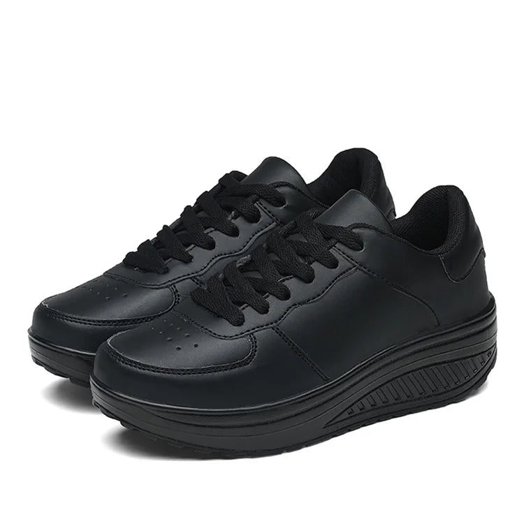 Women Sneakers 2022 New Breathable Vulcanize Shoes Waterproof Wedges Platform Woman Sneaker Leather Casual Shoes Zapatos Mujer
