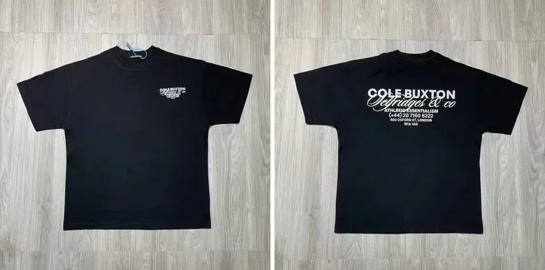 Classic Outdoor Leisure Cole Buxton Spring/Summer Men/Women Top Letter Logo Printed Short sleeved T-shirt Black White  Tees GYM