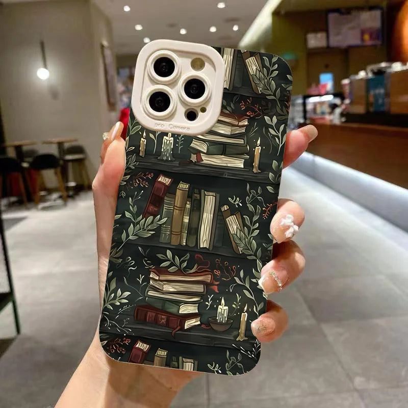 Creative Beautiful Book Pattern Phone Case For iPhone 11 12 13 14 15 16 17 Air Pro Max 16E 7 8 Plus X XR XS SE2 Shockproof Cover