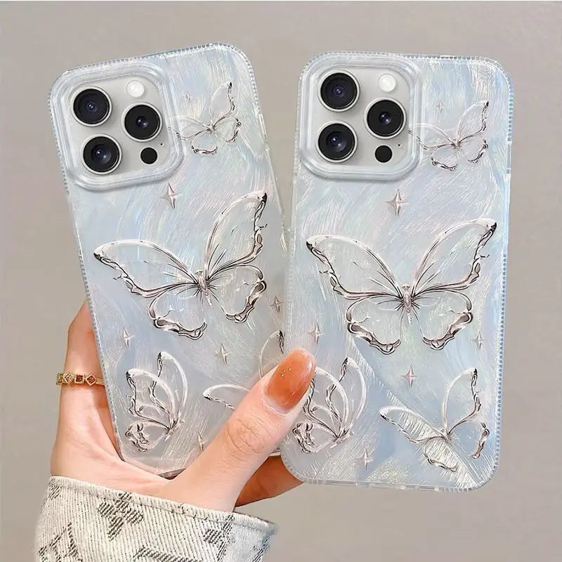 Luxury Big Butterflys Pattern Cover Phone Case For iPhone 16 15 14 13 12 11 Pro Max 16E XS X XR 7 8 Plus SE2