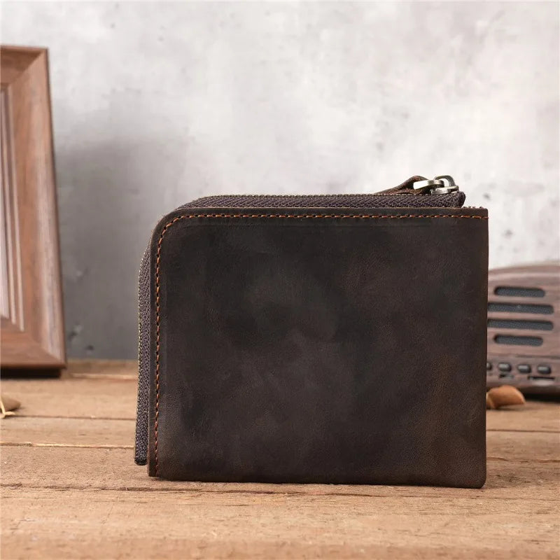 Japan Style 100% Genuine Leather Men Wallet Small Mini Card Holder Male Wallet Pocket Purse Wallet for Men Brown High Quality