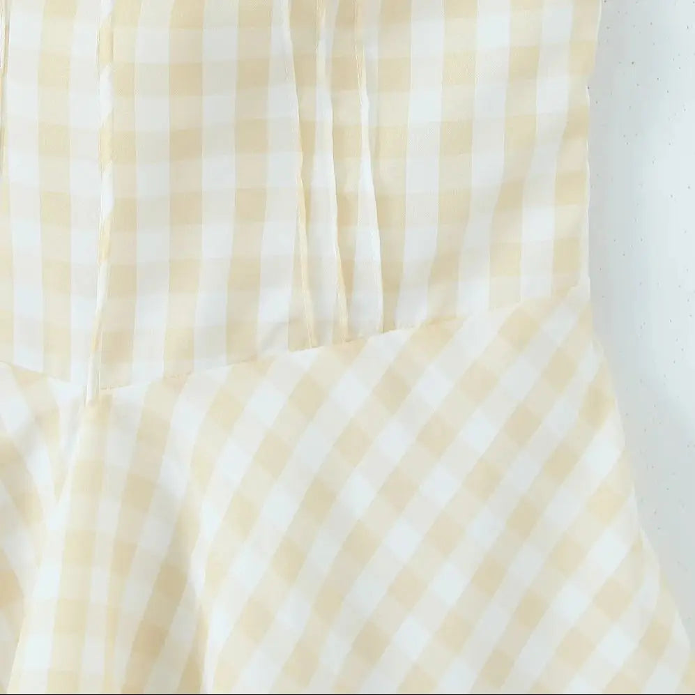 2025 Sexy Plaid Corset Style Bow Halter Sling Dress Women Lacing Up Bandage Back Slim Waist Mini Ball Gown Swing Dresses Robe