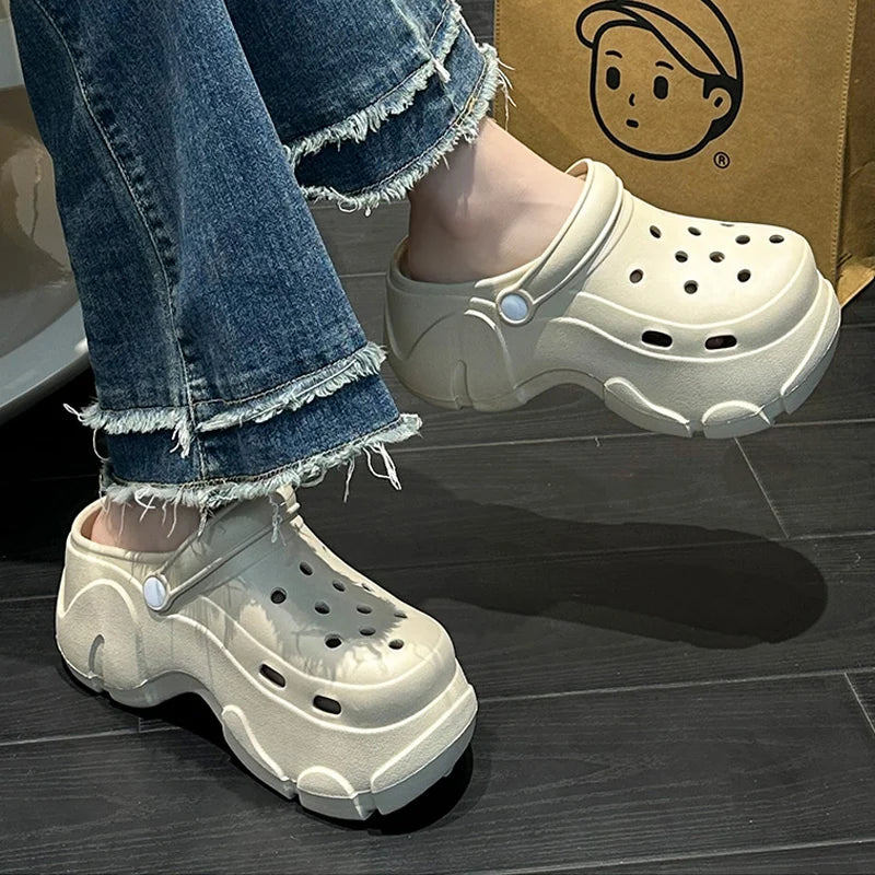 Chunky Platform Clogs Sandals Women Summer Soft Thick Bottom Beach Garden Shoes Woman Slide Non Slip EVA Wedge Slippers