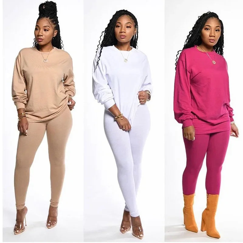 two piece set women 2 piece set stacked leggings clothes for women outfits stacked pants tracksuit female fall clothes 2024