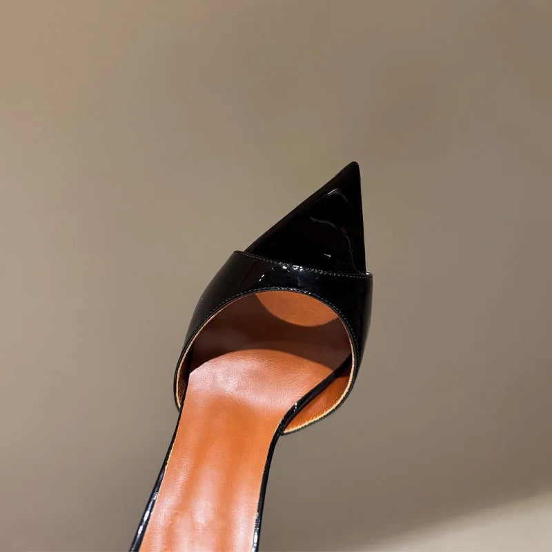 Women's Fox Fur High-Heeled Slippers Stiletto Heel Mules Open Toe Slip On Sandals Suede Upper Party Clubwear Elegant Sandals