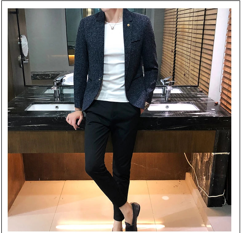 Men's Retro Casual Suit Jacket Blazers Business Formal Linen Suit Jacket High-quality Club Dress Formal Jacket Plus Size 4XL-M