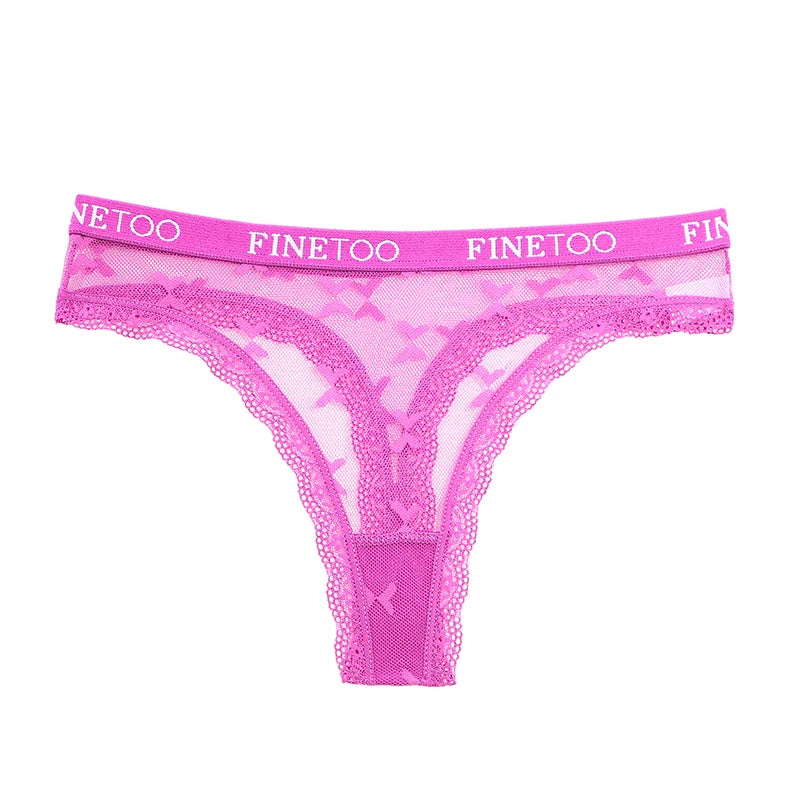 Sexy Lace Women's Thong FINETOO Perspective Thongs Women Panties Low Waist T-Back Female Underpants Soft Breathable Lingerie