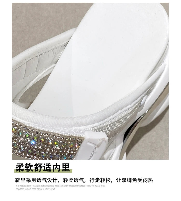 Summer Women Slippers Flip-Flops Ladies Beach Bling Chunky Shoes Wedge Heels Outside Sandals Woman High Platform Slippers 10.5CM
