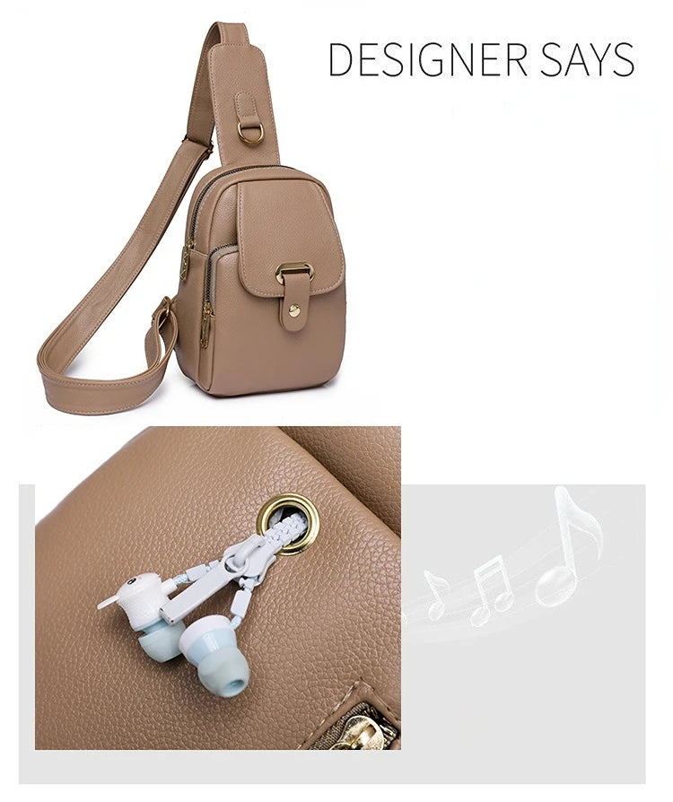 Women Bag Chest Bags Soft PU Leather New Trend Bags Female Crossbody Bag Shoulder Messenger Bags Multiple Pockets Pack Designer