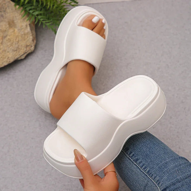Chunky Platform Slippers for Women Summer 2026 Comfortable Wedge Heels Sandals Woman Solid Non Slip Eva Thick Sole Slides Shoes