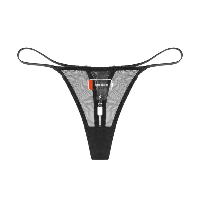 Varsbaby Letter Print Thong Sexy Transparent G-String with Please Charge Print Underwear Women Mesh Ultra-thin Panty