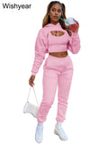 Tracksuit 3 Pieces Pants Sets for Women Velvet Hoodie Crop Tops+Vest+Sweatpants Matching Suit Sport Jogger Winter Fall Outfits