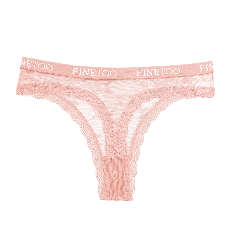 Sexy Lace Women's Thong FINETOO Perspective Thongs Women Panties Low Waist T-Back Female Underpants Soft Breathable Lingerie