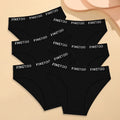FINETOO 6Pcs Women Cotton Panties M-2XL Striped Underwear Letter Belt Briefs Female Low Waist Lingerie Stretchy Solid Lingerie