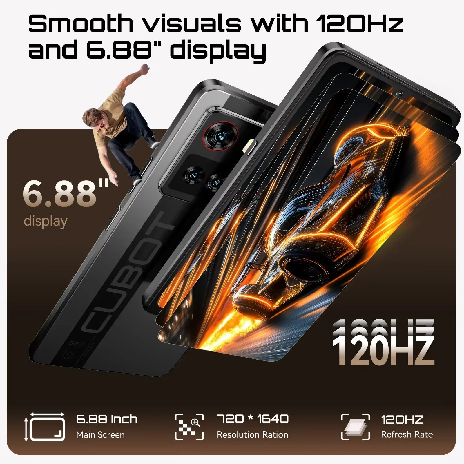 Cubot X100 16GB(8+8) RAM+256GB ROM 64MP Camera 5100mAh Android 15 Dimensity 7025 5G Smartphone 6.88" 120Hz 33W NFC Mobile Phone