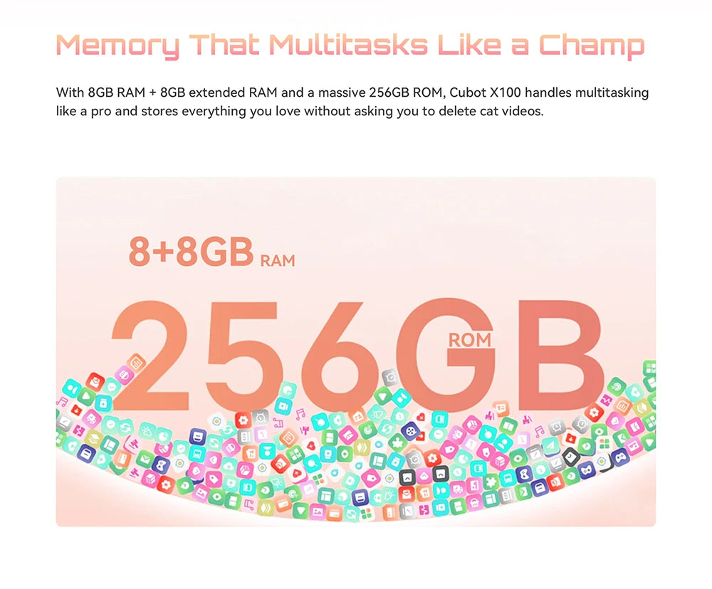 Cubot X100 16GB(8+8) RAM+256GB ROM 64MP Camera 5100mAh Android 15 Dimensity 7025 5G Smartphone 6.88" 120Hz 33W NFC Mobile Phone