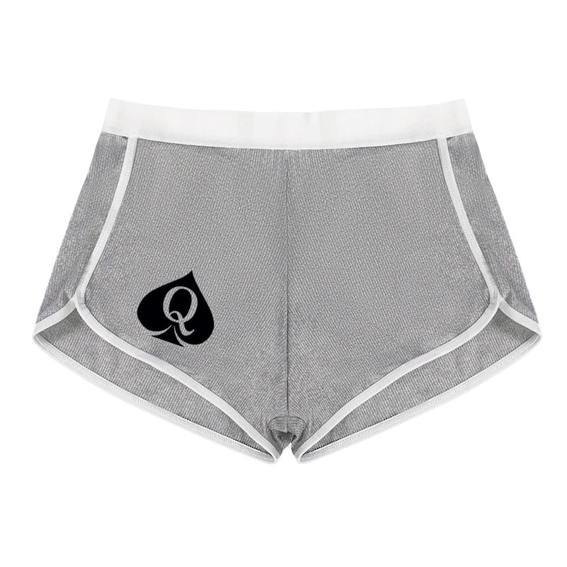 Queen of Spades Women's Sexy Boyshort Seamless Solid Color Mid-rise Women's Boxers Abdominal Lifting Hip Sports Youth Underwear