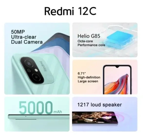 Original Xiaomi Redmi 12C 6GB 128GB 5000mAh High-capacity Battery Helio G85 Octa Core 50MP 6.71'' 4G Mobile Phone Global ROM