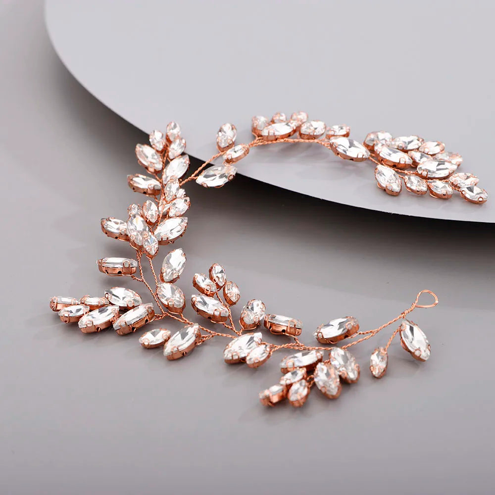 Gold Wedding Head Jewelry Red Bridesmaid Headpieces Blue Handmade Rhinestone Headband Bridal Hair Accessories Tiaras For Women