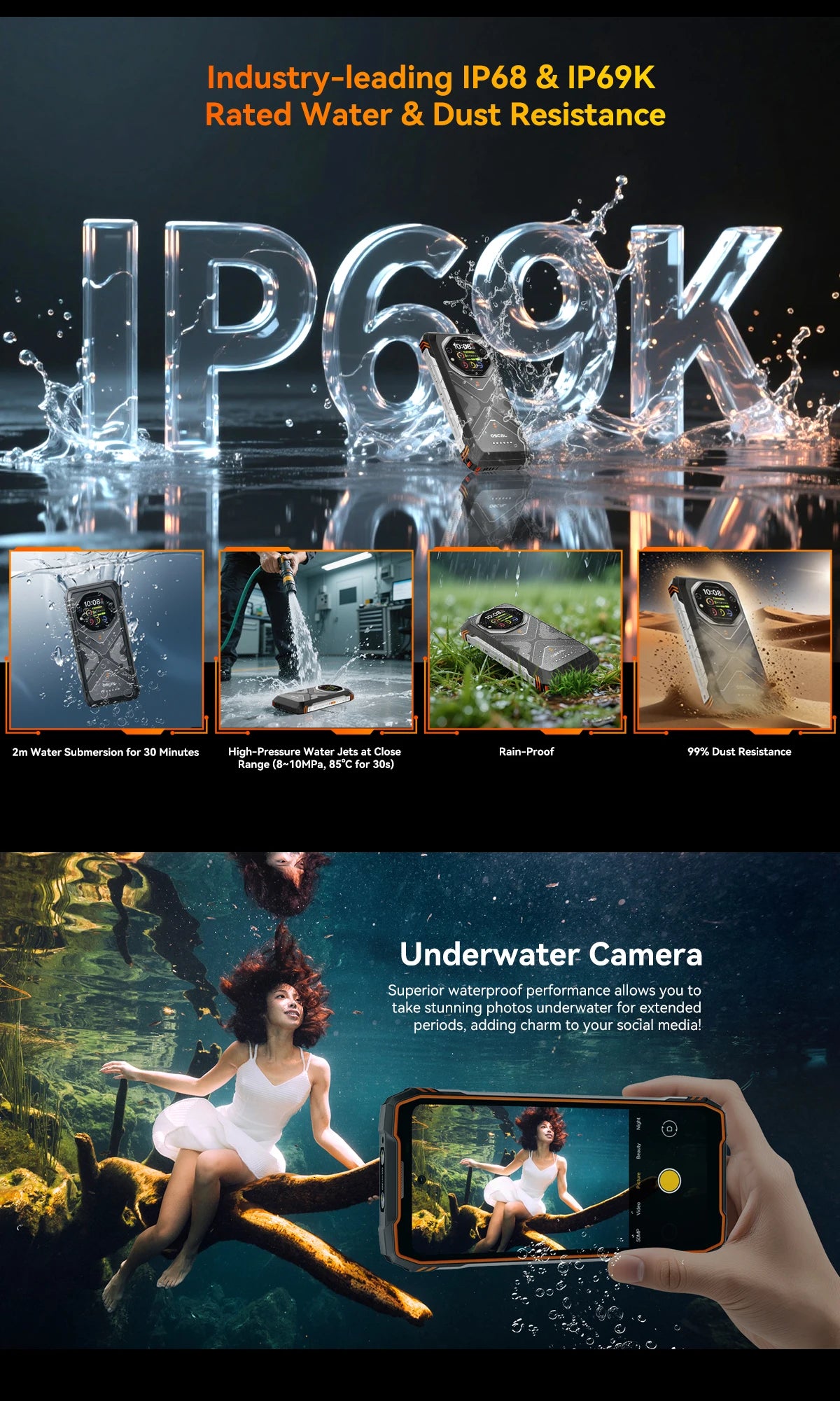 Blackview OSCAL TANK 1 5G Rugged Smartphone,20000mAh/55W, 6,78" FHD+ 120Hz Display, MTK7050,Android Camera,IP68/IP69K/GPS/NFC