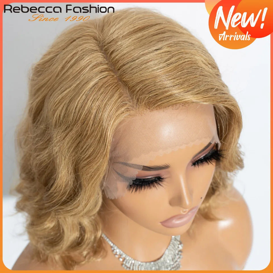 Honey Blonde Bob Wig Human Hair Real 12a Body Wave Part Lace Frontal Wig Ombre Highlight Short Bob Wigs Human Hair Pre Plucked