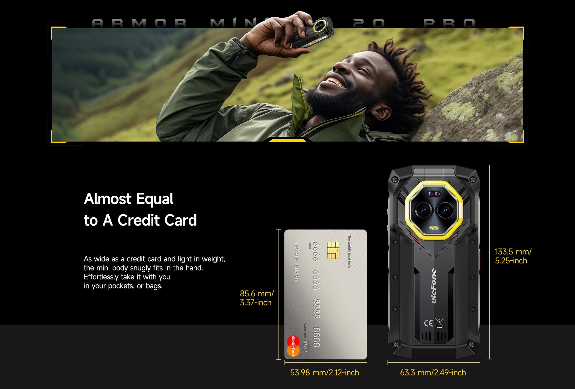 Ulefone 4.7" Rugged Phone Armor Mini 20 Pro 5G Android 14 16+256GB Smartphone LED Light 64MP Night Camera Mobile phone