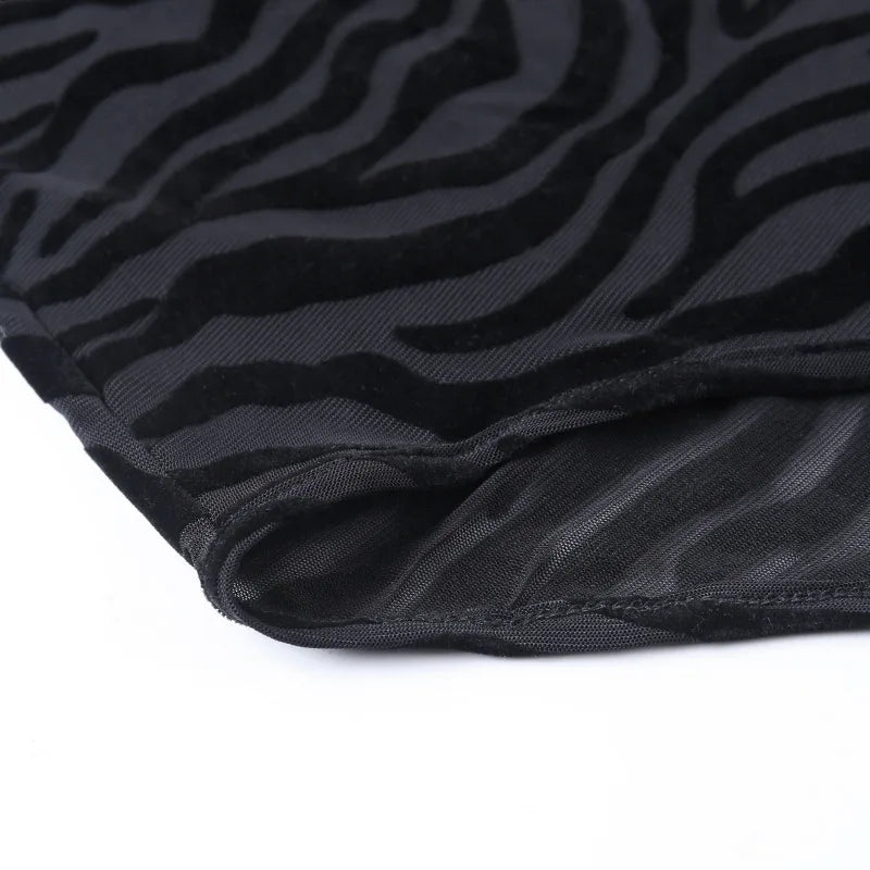 Shestyle Tiger Print Mesh Transparent Bodysuit Women Black Sexy Mock Neck Button Long Sleeve Spring Elastic Punk Body Slim