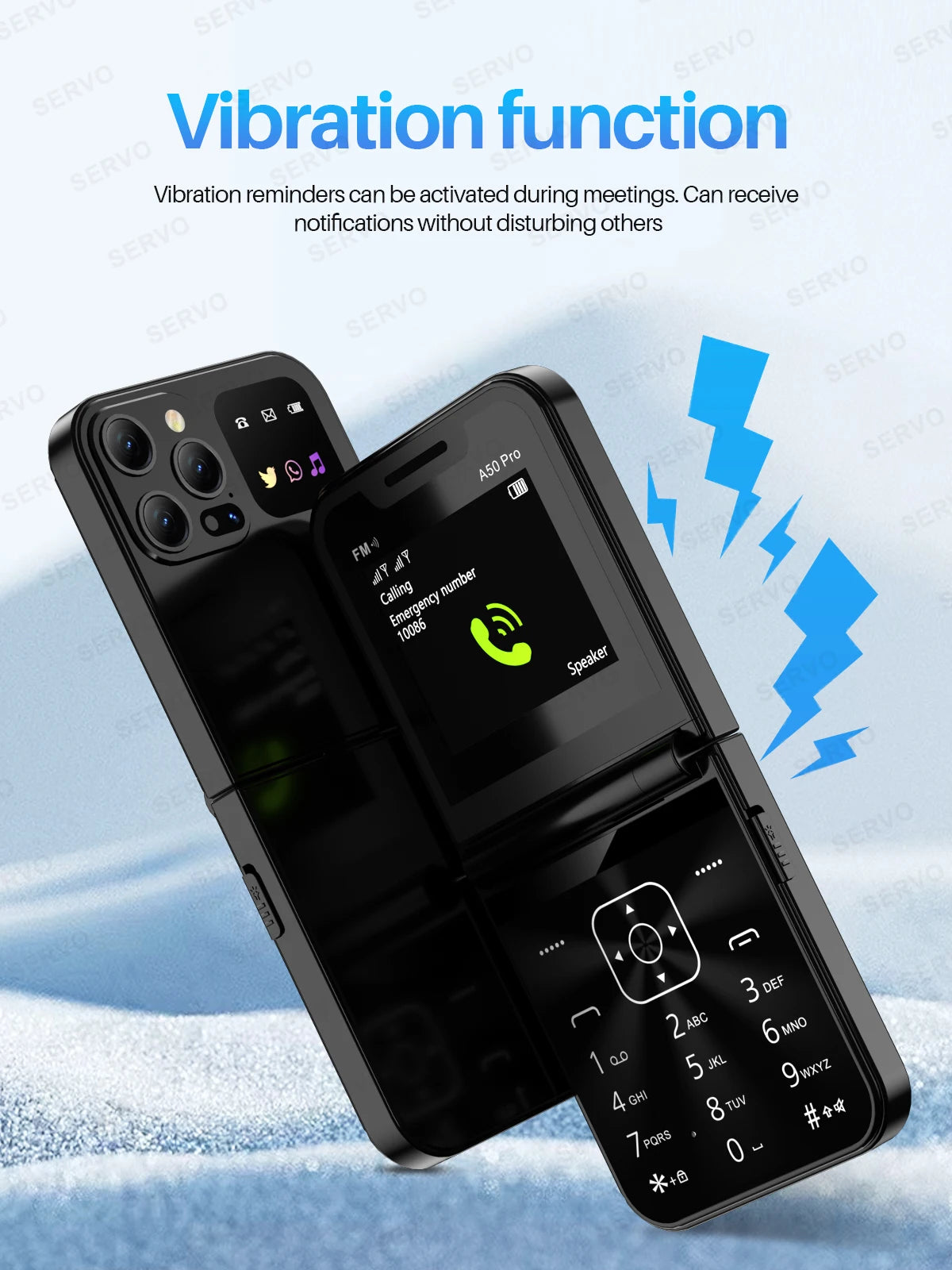SERVO A50 PRO Flip Mobile Phone 2G GSM 2.4" Display Auto Call Recorder Speed Dial 2 SIMs Foldable Telephones Official Authentic