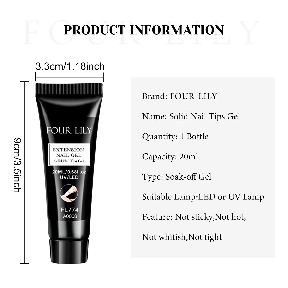 20ml Solid Nail Nail Tips Gel for Press On Nails, Adhesive 3 in 1 Nail Gel for Fake Nails, Super Strong Acrylic Nail Gel