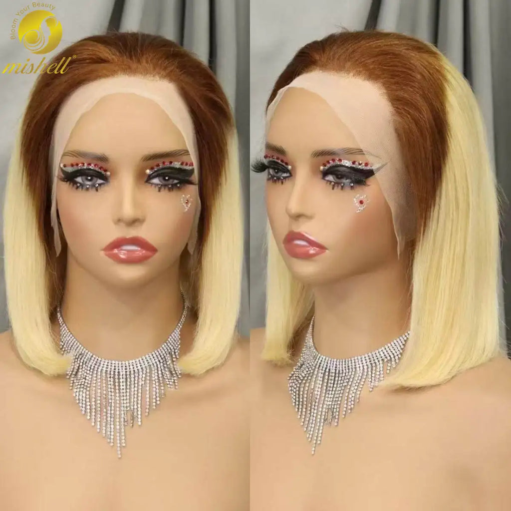 Pink Bob Wig Human Hair Wigs 250% 13x4 Transparent Lace Front Double Drawn Bone Straight Colored Bob Wigs for Black Women