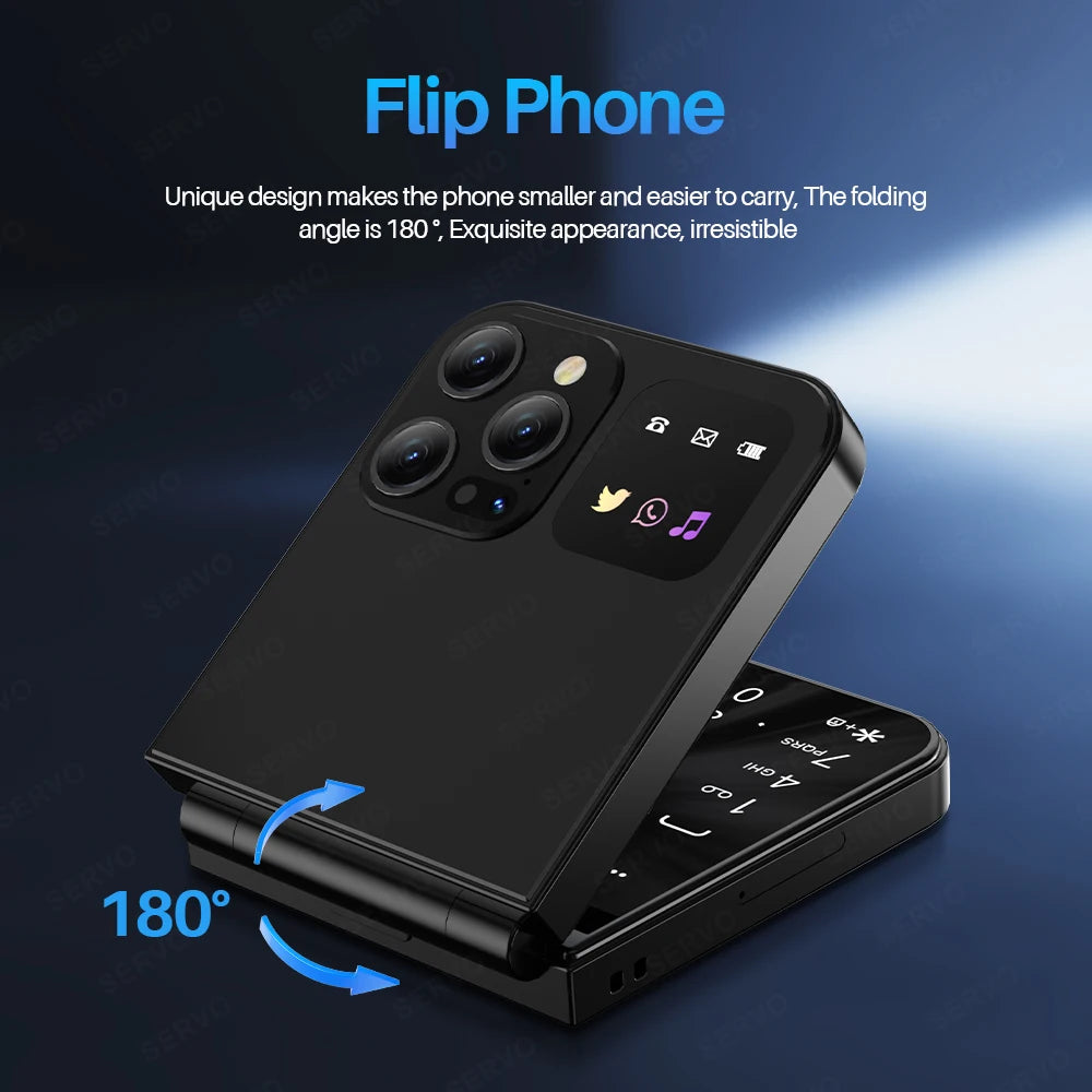 SERVO A50 PRO Flip Mobile Phone 2G GSM 2.4" Display Auto Call Recorder Speed Dial 2 SIMs Foldable Telephones Official Authentic