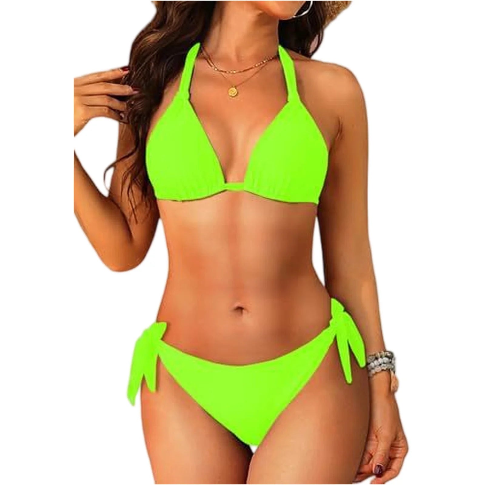 2026 Sexy Halter Low Waist Bikini Set Women's Triangle Thong Swimsuit Knot On The Edge Swimwear Bathing Suit Brazilian Biquinis