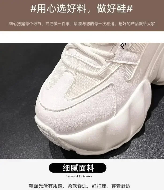 NEW Women Chunky Sneakers Internal 11CM High Platform Breathable Mesh Shoes Ladies Wedges Casual Shoes For Woman Sports Dad Shoe