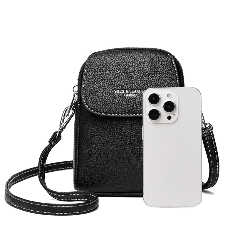 Luxury Leather Women Purse Fashion Female Handbag Brand Designer Shoulder Crossbody Bag High Quality Mobile Phone Bag Wallet