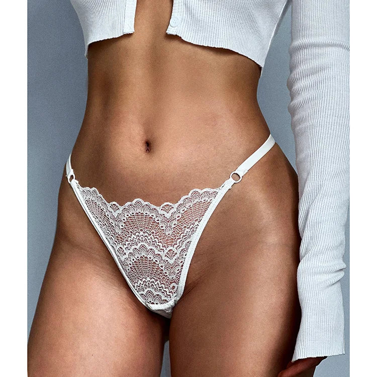 SP&CITY Low Waist Thin Transparent Thongs Lace Women's Underpants Sexy See Through Panties Erotic Hollow Out Seamless Briefs
