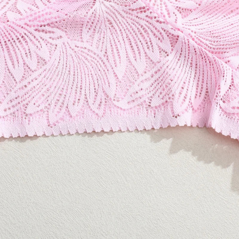 6pcs Women's Sexy Lace Panties Seamless High Waist Transparent Briefs Solid Color Hollow Breathable Female Underwear Large size