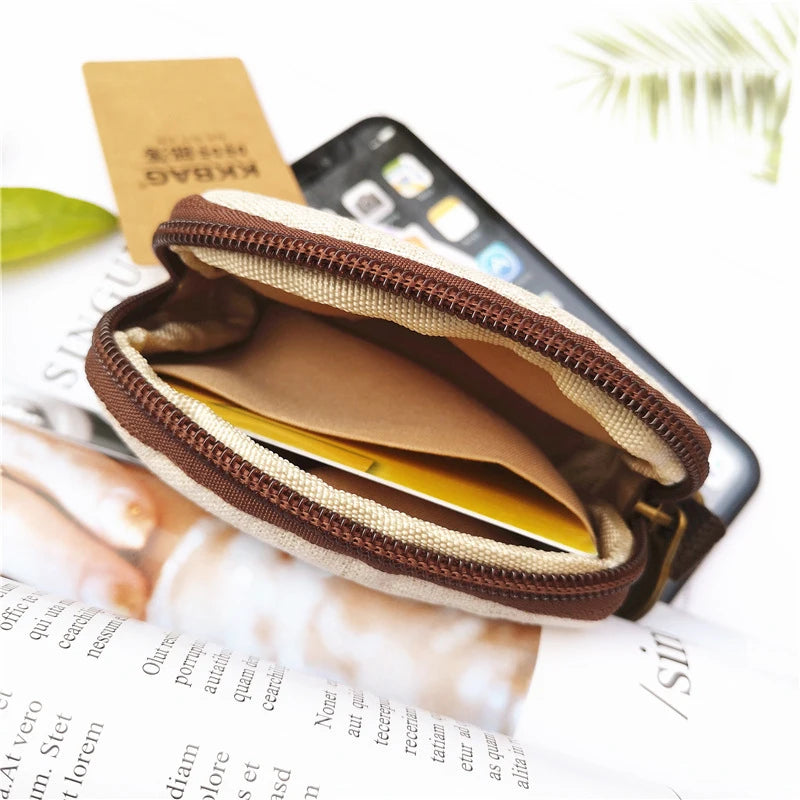 Cute Animal Canvas Coin Purse Short Shell Wallet Women Key Card Bag Kids Cartoon Lionmouse Fox Bear Dinosaur Small Change Purses