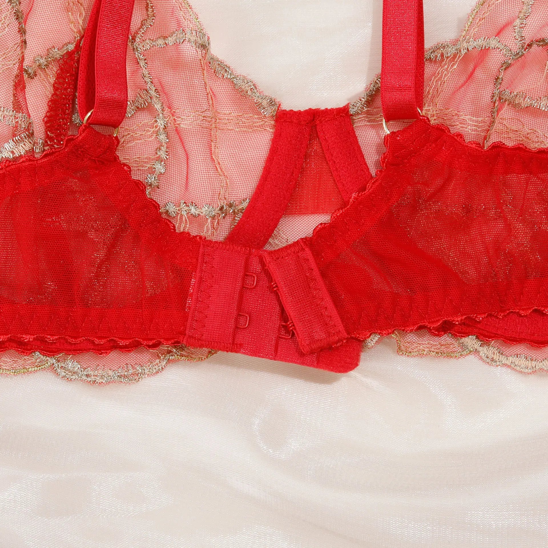 Diccvicc Elegant Lace Lingerie See Through Embroidery Floral Women Underwear 3 Pieces Bra Garter Set Sexy Outfit Intimate Kits