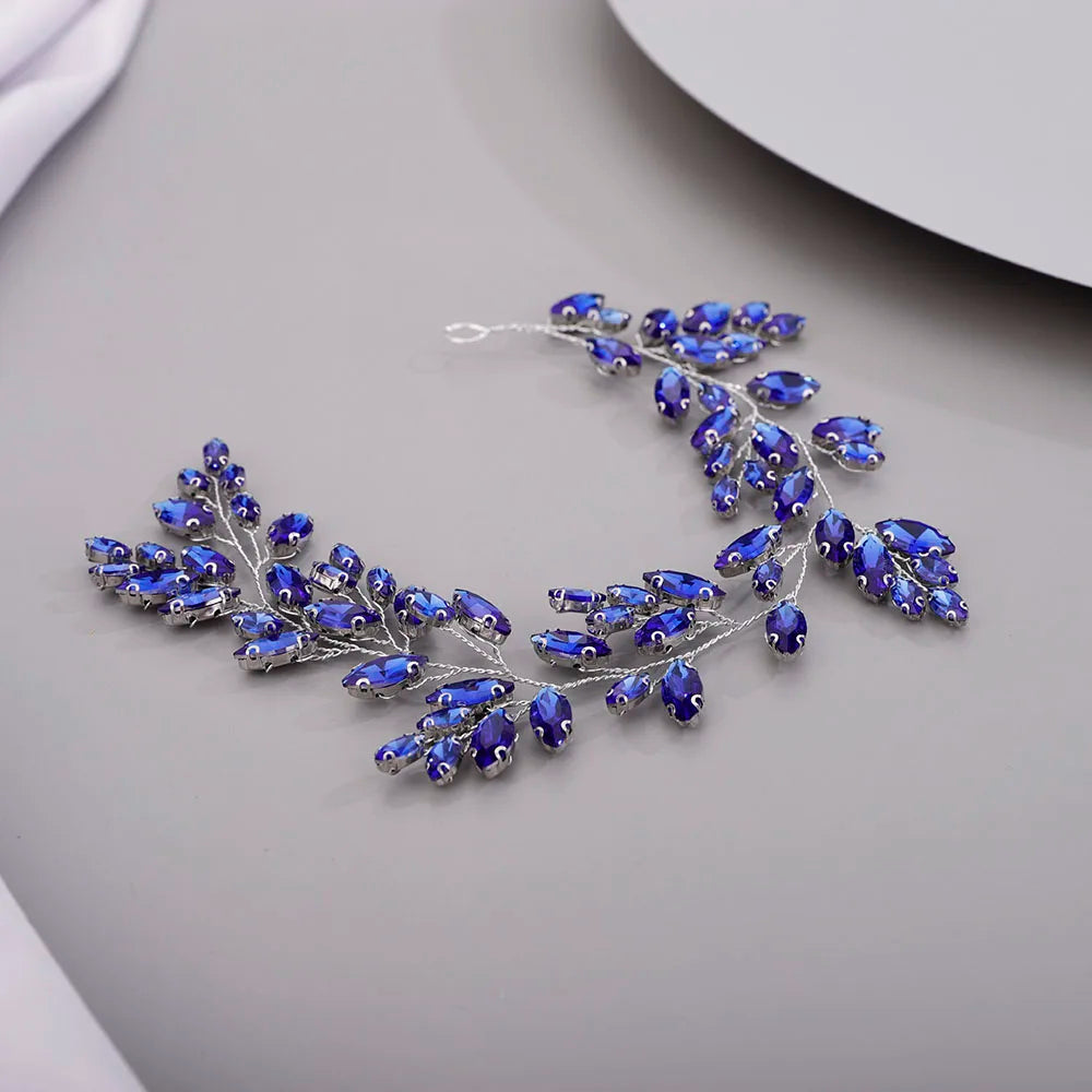 Gold Wedding Head Jewelry Red Bridesmaid Headpieces Blue Handmade Rhinestone Headband Bridal Hair Accessories Tiaras For Women