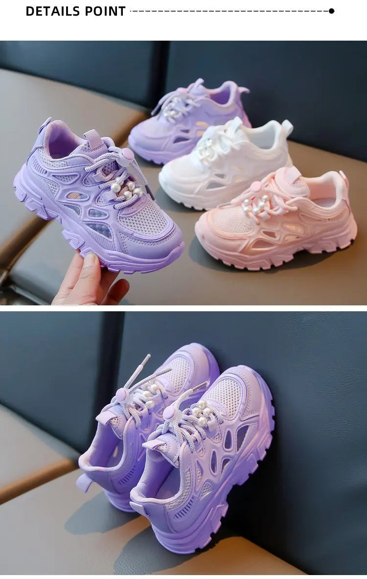 Children Mesh Casual Shoes Girls Summer White Chunky Dad Sneakers Kids Toddler Lightweight Non Slip Summer Comfort Shoes