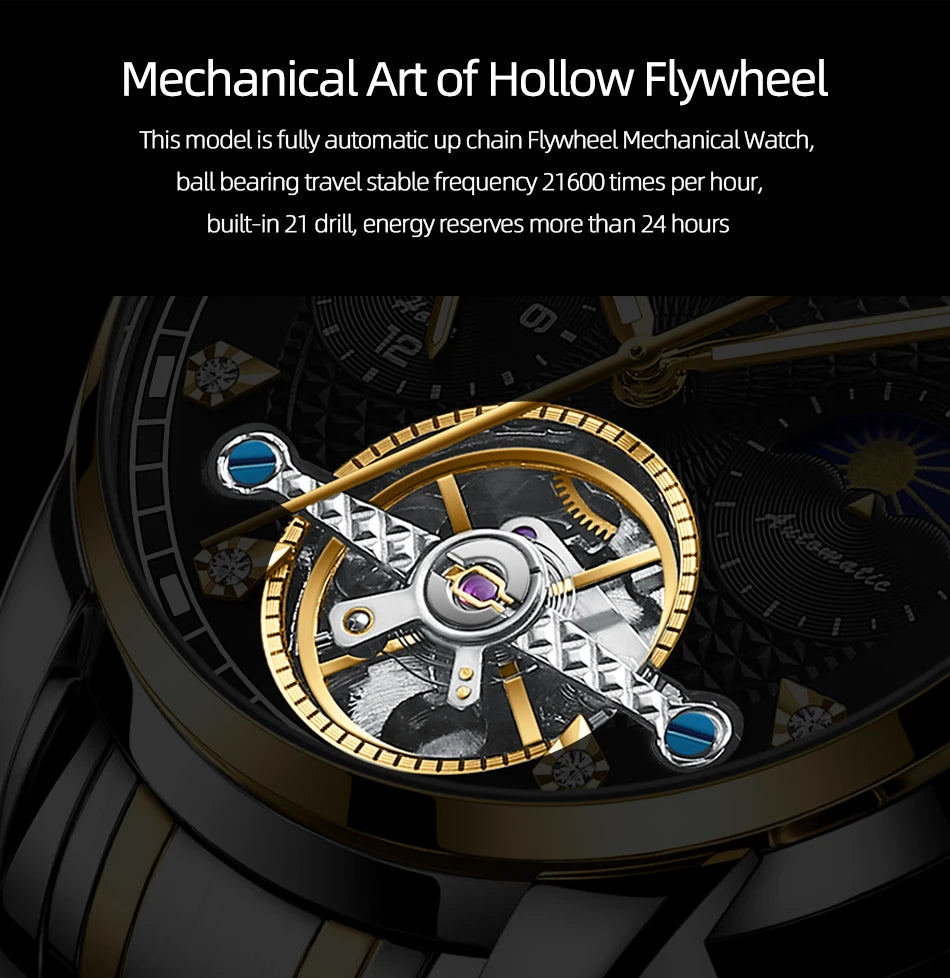 CHENXI Mens Mechanical Watches Top Brand Stainless Steel Automatic Watch Men Waterproof Business Wristwatch with Luminous