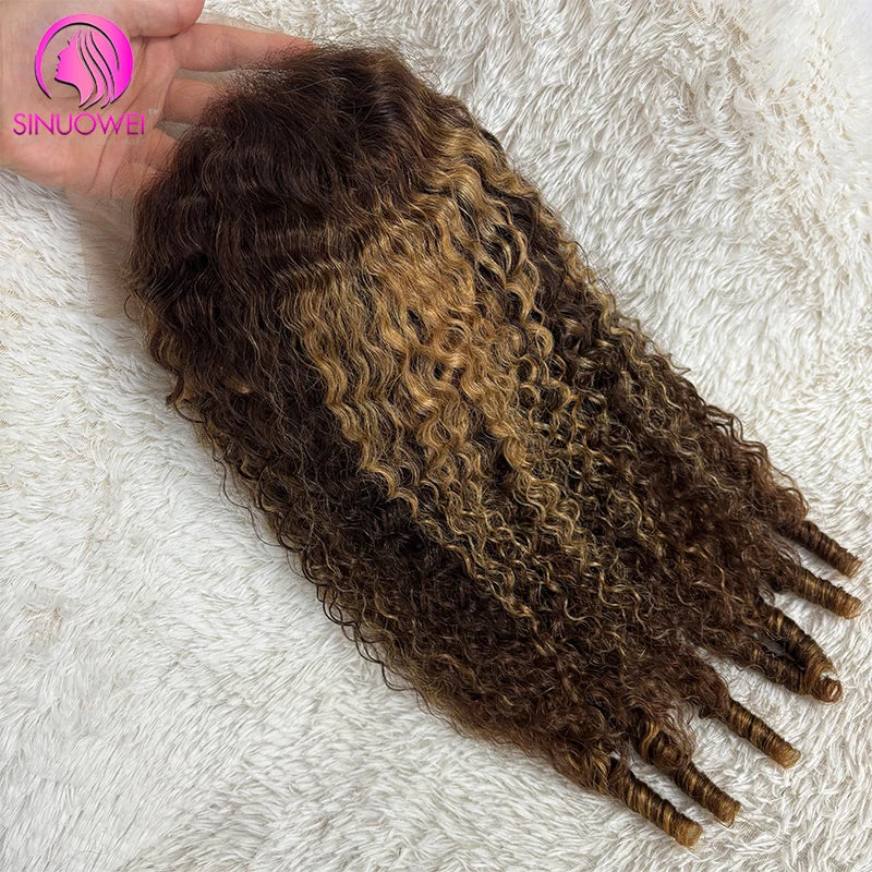250% Density Highlight 13x6 Lace Frontal Burmese Bouncy Curly Human Hair Wigs Lace Closure Colored Pixie Curly Wigs for Women